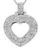 ESTATE 1.20CT DIAMOND 14KT WHITE GOLD CLASSIC 3 ROW OPEN HEART FLOATING PENDANT