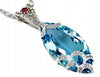 LARGE 29.83CT DIAMOND & AAA BLUE TOPAZ & RUBY 14KT WHITE GOLD MARQUISE PENDANT