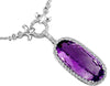 LARGE 11.65CT DIAMOND & AAA AMETHYST 14K WHITE GOLD OVAL & ROUND LARIAT NECKLACE