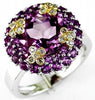 LARGE 4.37CT DIAMOND & AAA AMETHYST 14KT 2 TONE GOLD CIRCULAR MULTI FLOWER RING