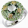 LARGE 4.82CT DIAMOND AAA PERIDOT & GREEN AMETHYST 14K 2 TONE GOLD 3D FLOWER RING
