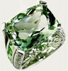 EXTRA LARGE 15.22CT DIAMOND AAA PERIDOT & GREEN AMETHYST 14K WHITE GOLD FUN RING