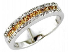 .62CT DIAMOND & AAA YELLOW SAPPHIRE 14KT WHITE GOLD 3D PRINCESS ANNIVERSARY RING