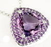 20.06CT DIAMOND & AMETHYST 14KT WHITE GOLD TRILLION & ROUND DOUBLE HALO PENDANT