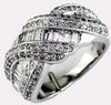 WIDE 1.45CT DIAMOND 14KT WHITE GOLD ROUND & BAGUETTE LOVE KNOT ANNIVERSARY RING