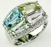 ESTATE 6.18CT DIAMOND & AAA MULTI GEM 14KT WHITE GOLD 3D CLASSIC FUN RING