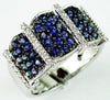WIDE 1.58CT DIAMOND & AAA SAPPHIRE 14KT WHITE GOLD 3D MULTI ROW ANNIVERSARY RING