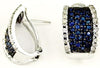 WIDE 2.1CT DIAMOND & SAPPHIRE 14KT WHITE GOLD MULTI ROW CLIP ON HANGING EARRINGS