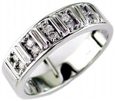 .25CT DIAMOND 14K WHITE GOLD 3D ROUND & BAGUETTE SEMI ETERNITY CHANNEL MENS RING