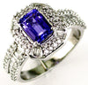 1.83CT DIAMOND & AAA TANZANITE 14KT WHITE GOLD EMERALD CUT HALO ENGAGEMENT RING
