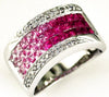 WIDE 2.3CT DIAMOND & AAA RAINBOW PINK SAPPHIRE 14KT WHITE GOLD PRINCESS CUT RING
