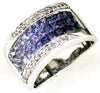 2.30CT DIAMOND & AAA SAPPHIRE 14KT WHITE GOLD PRINCESS & ROUND RAINBOW LOVE RING