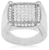 ESTATE LARGE 1.90CT DIAMOND 14KT WHITE GOLD 3D CLUSTER SQUARE MENS RING