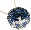 ESTATE 2.10CT DIAMOND & AAA SAPPHIRE 14KT WHITE GOLD BUTTERFLY PAVE LOVE PENDANT