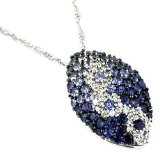 1.65CT DIAMOND & AAA SAPPHIRE 14KT WHITE GOLD MARQUISE FLOWER FLOATING PENDANT