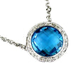 ESTATE 4.28CT DIAMOND & AAA BLUE TOPAZ 14KT WHITE GOLD ROUND HALO FUN NECKLACE