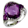 ESTATE 8.28CT DIAMOND & AAA AMETHYST 14KT WHITE GOLD 3D OVAL & ROUND FUN RING