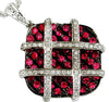 1.55CT DIAMOND & AAA RUBY 14K WHITE GOLD SQUARE CRISS CROSS DIAGONAL FUN PENDANT