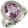 ESTATE WIDE 5.14CT DIAMOND & AAA AMETHYST 14K WHITE GOLD OVAL & ROUND BEZEL RING