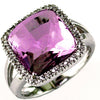 ESTATE 7.84CT DIAMOND & AAA AMETHYST 14K WHITE GOLD 3D SQUARE HALO FUN LOVE RING