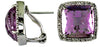 12.22CT DIAMOND & AAA AMETHYST 14KT WHITE GOLD 3D SQUARE HALO CLIP ON EARRINGS