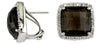 11.72CT DIAMOND & AAA SMOKY TOPAZ 14K WHITE GOLD 3D SQUARE HALO CLIP ON EARRINGS