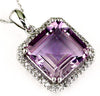 7.64CT DIAMOND & AAA AMETHYST 14KT WHITE GOLD 3D SQUARE HALO FLOATING PENDANT
