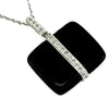 ESTATE .07CT DIAMOND & AAA ONYX 14KT WHITE GOLD 3D CLASSIC SQUARE FUN PENDANT