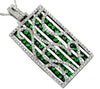 2.90CT DIAMOND & AAA TSAVORITE 14KT WHITE GOLD 3D RECTANGULAR FILIGREE PENDANT