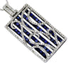 ESTATE 2.90CT DIAMOND & AAA SAPPHIRE 14K WHITE GOLD RECTANGULAR FILIGREE PENDANT
