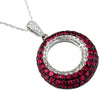 1.50CT DIAMOND & AAA RUBY 14KT WHITE GOLD 3D MULTI ROW CIRCULAR FUN PENDANT