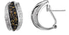 .91CT WHITE & MOCHA DIAMOND 14KT WHITE GOLD DOUBLE LEAF CLIP ON HANGING EARRINGS
