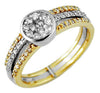 ESTATE .50CT DIAMOND 14K 2 TONE GOLD 3D CLUSTER BEZEL 3 ROW FRIENDSHIP LOVE RING