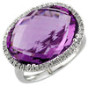 LARGE 12.40CT DIAMOND & AAA AMETHYST 14KT WHITE GOLD CLASSIC OVAL HALO FUN RING