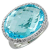 LARGE 15.7CT DIAMOND & AAA BLUE TOPAZ 14KT WHITE GOLD OVAL HALO CLASSIC FUN RING