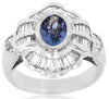1.62CT DIAMOND & AAA TANZANITE 14KT WHITE GOLD OVAL & BAGUETTE ENGAGEMENT RING