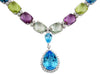 EXTRA LARGE 110.9CT DIAMOND & AAA MULTI GEM 14KT WHITE GOLD 3D LARIAT NECKLACE