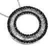 1.02CT WHITE & BLACK DIAMOND 14KT WHITE GOLD ROUND & BAGUETTE CIRCULAR PENDANT