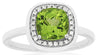1.74CT DIAMOND & AAA PERIDOT 14KT WHITE GOLD 3D CUSHION & ROUND HALO SQUARE RING