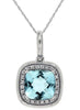 1.43CT DIAMOND & AAA AQUAMARINE 14KT WHITE GOLD CUSHION & ROUND FLOATING PENDANT