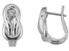 ESTATE .30CT DIAMOND 14KT WHITE GOLD 3D LOVE KNOT SOLITAIRE HANGING EARRINGS