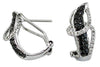 ESTATE .89CT WHITE & BLACK DIAMOND 14KT WHITE GOLD LEAF CLIP ON HANGING EARRINGS