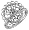 ESTATE .37CT DIAMOND 14KT WHITE GOLD 3D CLASSIC CIRCLE OF LIFE FLOWER FUN RING