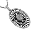 ESTATE .65CT DIAMOND 14KT WHITE GOLD 3D CLUSTER OVAL FLOWER FLOATING PENDANT