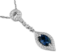 .72CT DIAMOND & AAA SAPPHIRE 14KT WHITE GOLD MARQUISE & ROUND TEAR DROP PENDANT