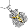 ESTATE .35CT DIAMOND 14KT 2 TONE GOLD 3D HAPPY TEDDY BEAR FUN FLOATING PENDANT