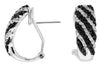 1.0CT WHITE & BLACK DIAMOND 14KT WHITE GOLD MULTI ROW CLIP ON HANGING EARRINGS