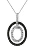 ESTATE 0.34CT WHITE & BLACK DIAMOND 14KT WHITE GOLD DOUBLE OVAL FLOATING PENDANT