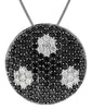 2.26CT WHITE & BLACK DIAMOND 14K WHITE GOLD MULTI FLOWER CIRCULAR LOVE NECKLACE