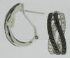 1.75CT WHITE & BLACK DIAMOND 14K WHITE GOLD CRISS CROSS CLIP ON HANGING EARRINGS